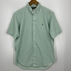 Polo Ralph Lauren‎ Short Sleeve Button Shirt Men's M Green Check Print Collared